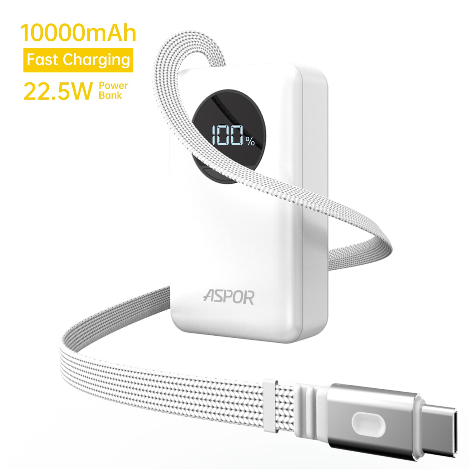 Aspor A372 Portable Power Bank (10000mAh, 22.5W)